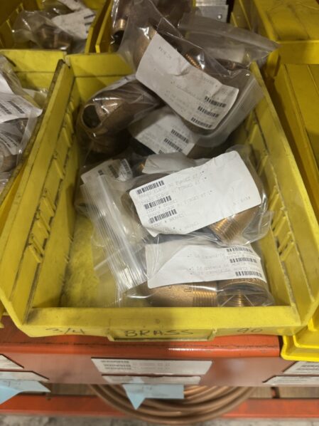 Brass fittings bagged in uline bags