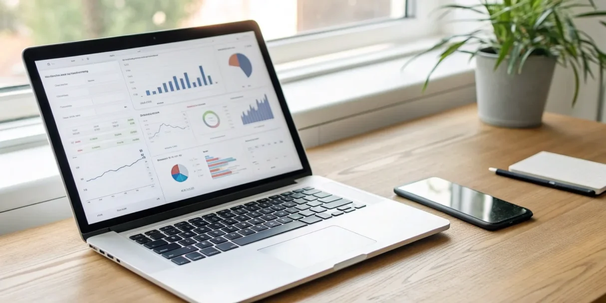 A laptop showing the dashboard of a computer inventory management software.