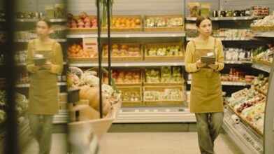 Worker in a grocery store