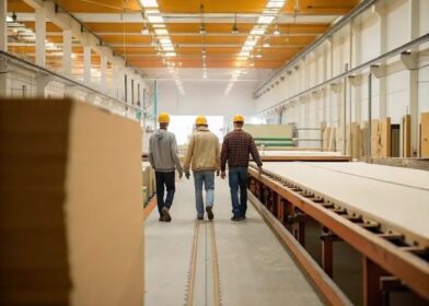 An assembly line in a small factory