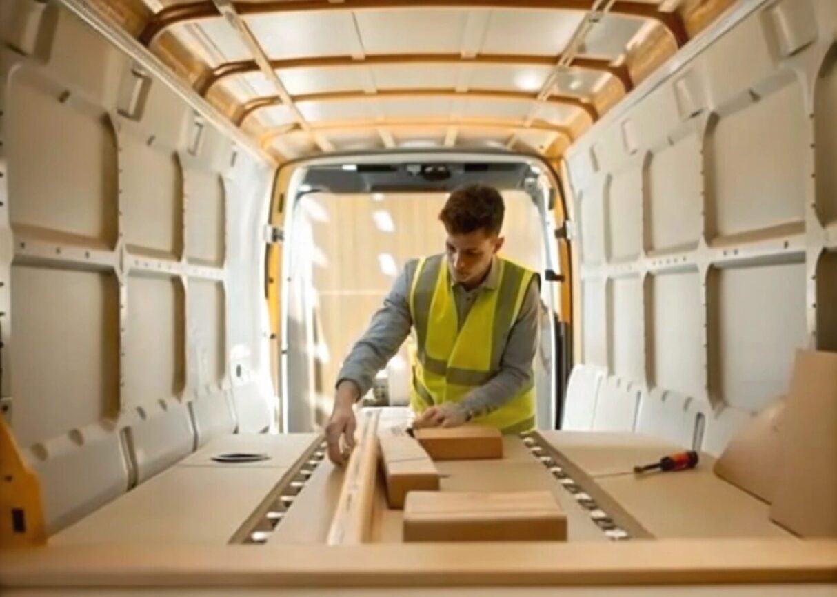 A young contractor in his van