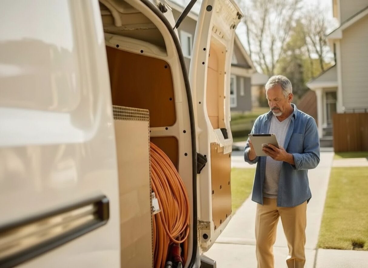 Manager searching through inventory